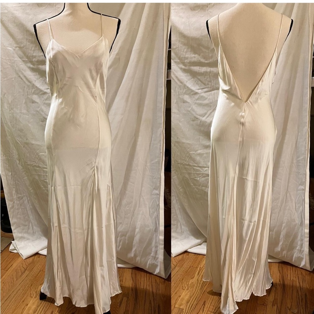 Victoria's Secret Cream Backless Satin Slip Dress